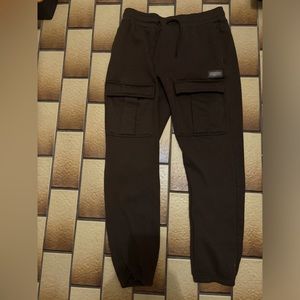 ESSENTIALS jogger sweatpants brown double knee pockets size Medium